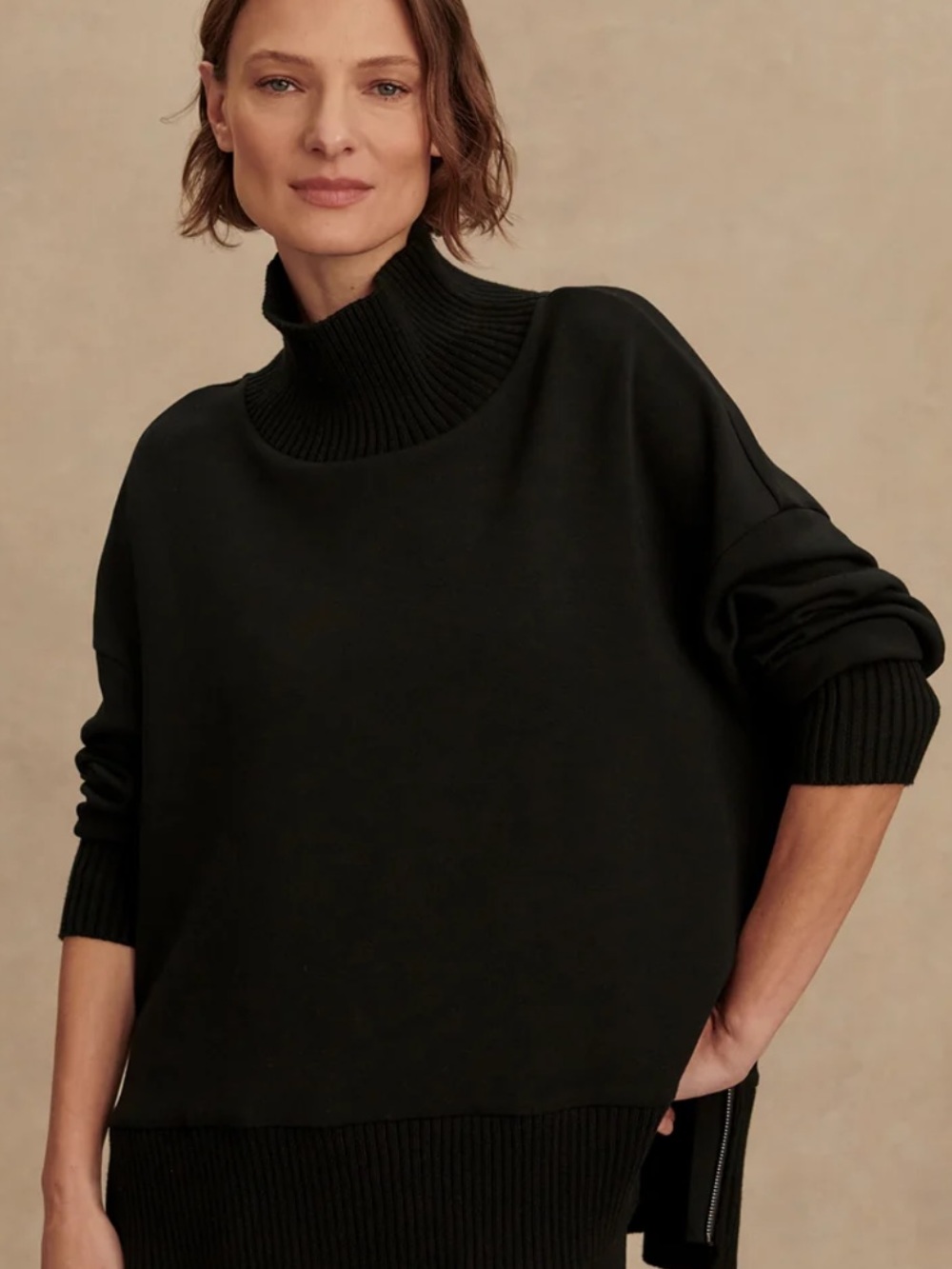 VARLEY DoubleSoft Barker High Neck Sweat Olive Marl, NWT